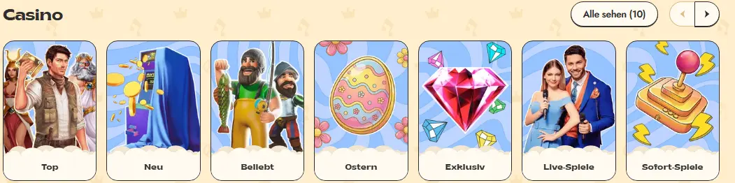 Spielkatalog im Online Casino – Slots, Tischspiele und Live-Casino auf einer Seite